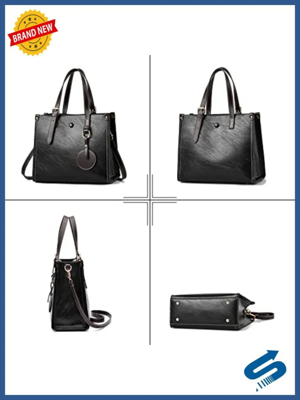 PU Leather Top Handle Satchel Handbag Crossbody Shoulder Tote Bag